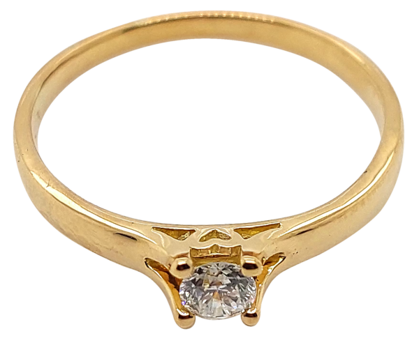 18K Gold 4-Prong Heart Gallery Single Diamond Head Ring - Image 3