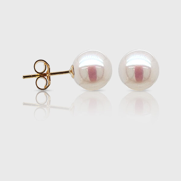 18K Gold Freshwater Pearl Pendant Earrings | Pin 2 Groove