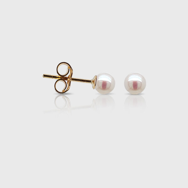 18K Gold Freshwater Pearl Earrings | Pin 2 Groove