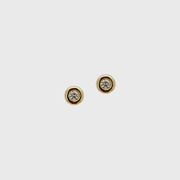 18K Gold 5mm Round Shaped Single Diamond Stud Earrings