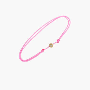 18K Gold Round Single Diamond Pendant Nylon Bracelet