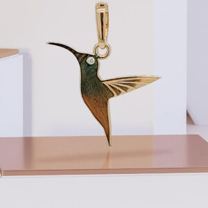 18K Gold 16mm Diamond Bird Pendant