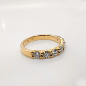 18K Gold Wedding Ring - 7 off Diamonds 1.0ct in 2-Prong Setting