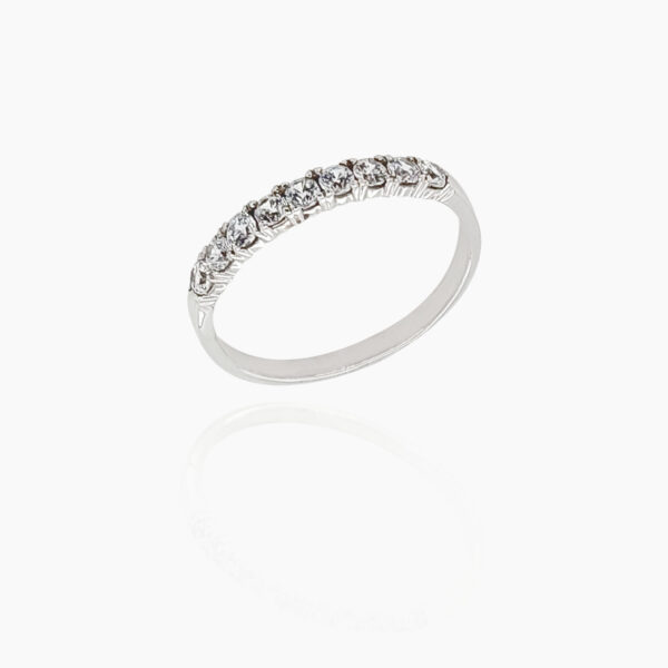 18K Gold Wedding Ring - 9 off Diamonds 0.35ct in 4-Prong Setting