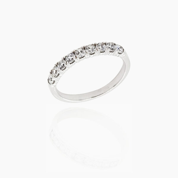 18K Gold Wedding Ring - 9 off Diamonds 0.52ct in 4-Prong Setting