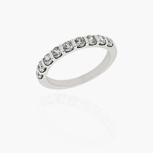 18K Gold Wedding Ring - 9 off Diamonds 0.72ct in Bar Setting