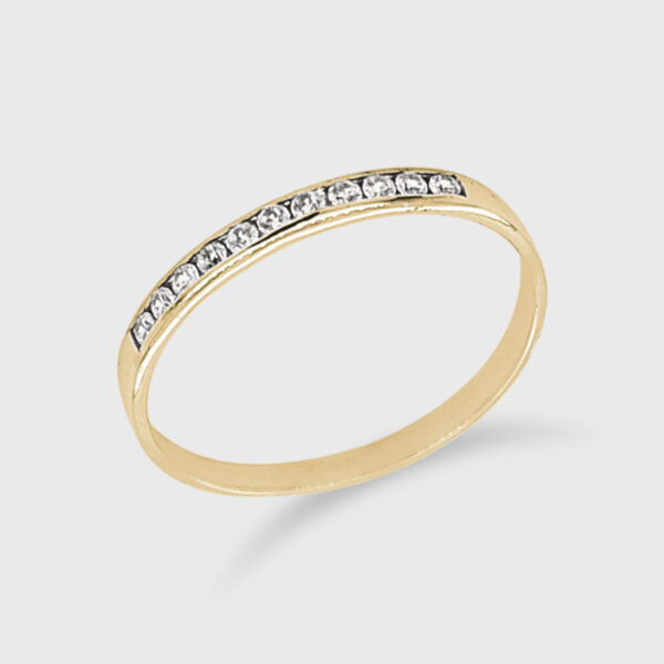 18K Gold Wedding Ring - 11 off Diamonds 0.10ct in Rail Setting