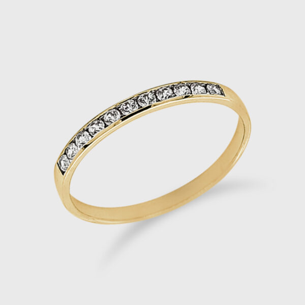 18K Gold Wedding Ring - 11 off Diamonds 0.17ct in Rail Setting