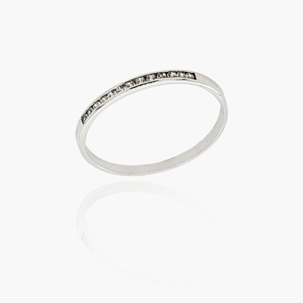 18K Gold Wedding Ring - 13 off Diamonds 0.08ct in Rail Setting