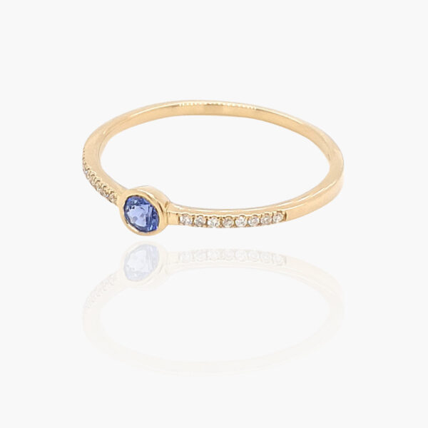18K Gold Side Diamonds Sapphire 71 Head Ring - Image 2