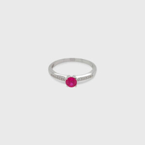 Ruby Head with Side Diamonds 18K Gold Ring