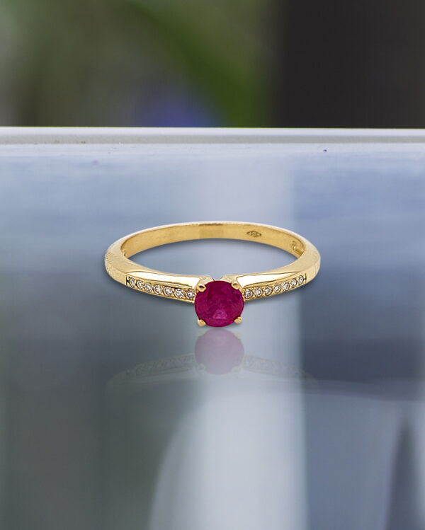 Ruby Head with Side Diamonds Gold Ring