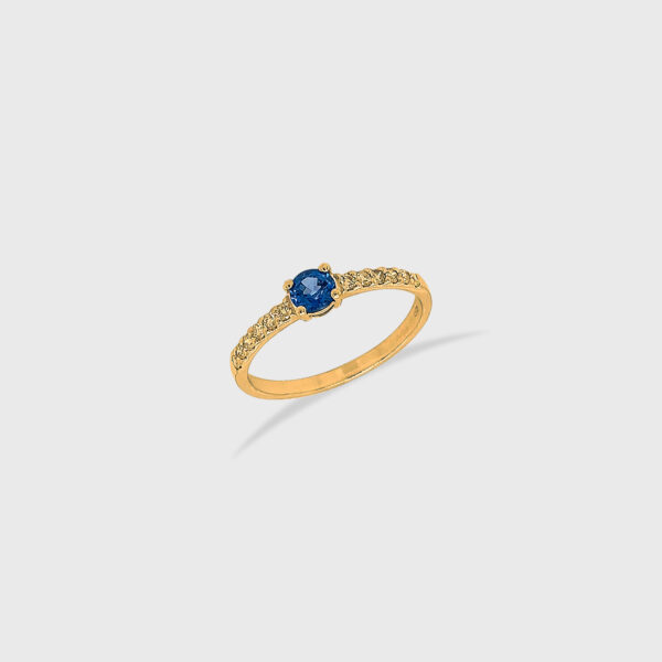 Sapphire Head with Side Diamonds 18K Gold Ring - Image 3