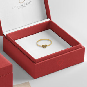 Heart Shaped Diamond Head 18K Gold Ring