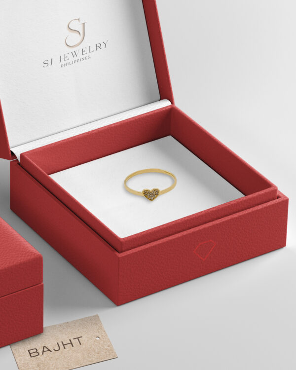 Heart Shaped Diamond Head 18K Gold Ring - Image 2