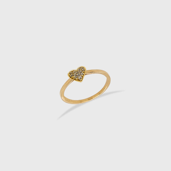 Heart Shaped Diamond Head 18K Gold Ring