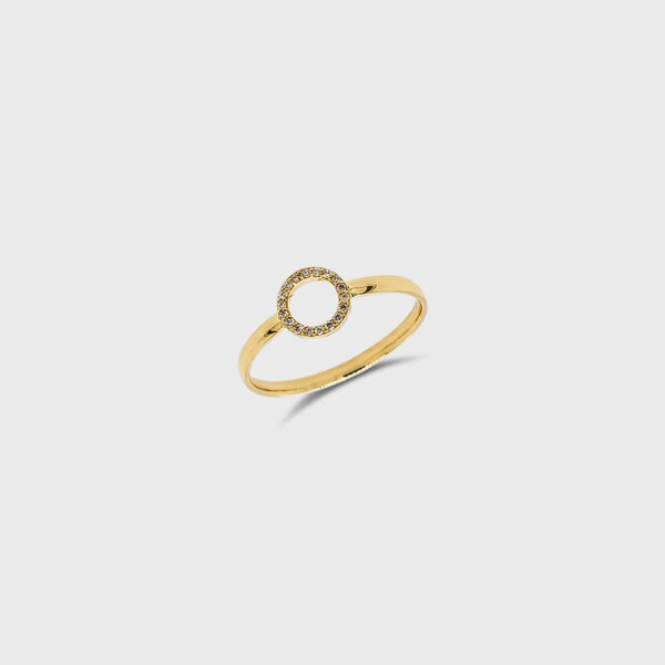 Round Head 18K Gold Ring with Diamonds