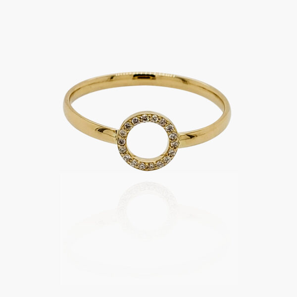 Round Head 18K Gold Ring with Diamonds