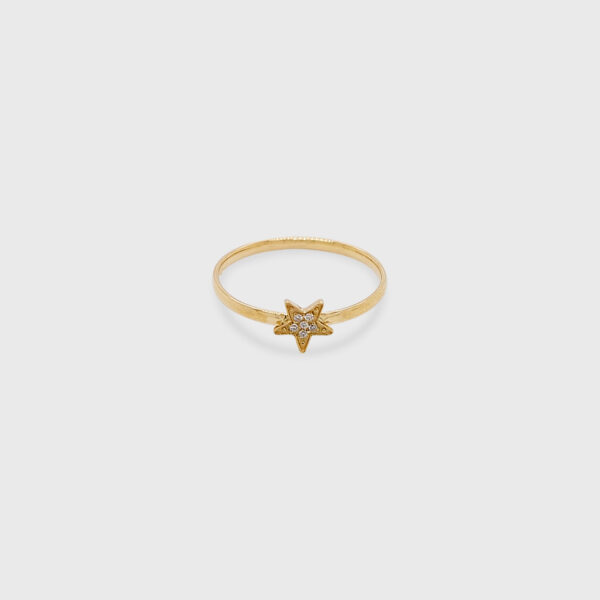 Star Shaped Diamond Head 18K Gold Ring