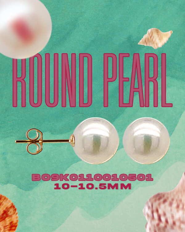 9K Gold Freshwater Round Pearl Earrings - Image 2