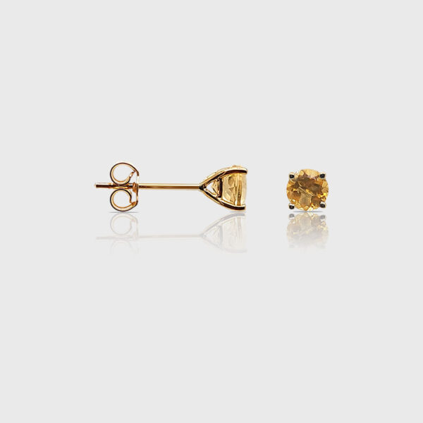 18K Gold Citrine Head Stud Earrings | Semi Precious Stone