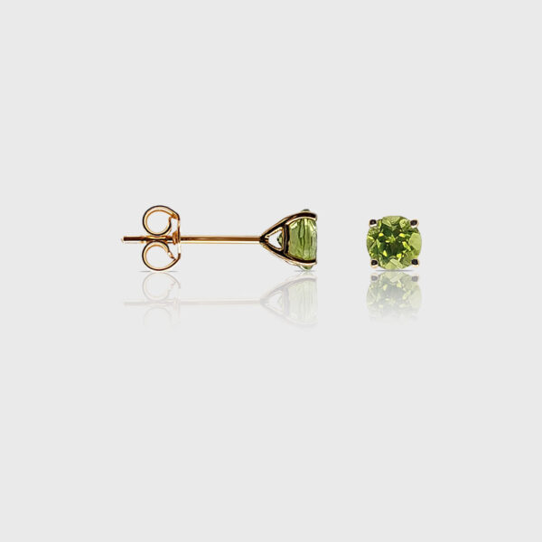 18K Gold Peridot Head Stud Earrings | Semi Precious Stone