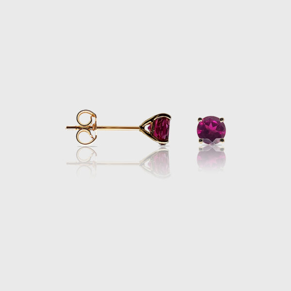 18K Gold Rhodonite Head Stud Earrings | Semi Precious Stone