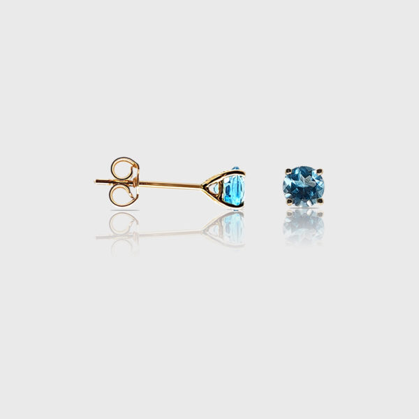 18K Gold Topaz Head Stud Earrings | Semi Precious Stone