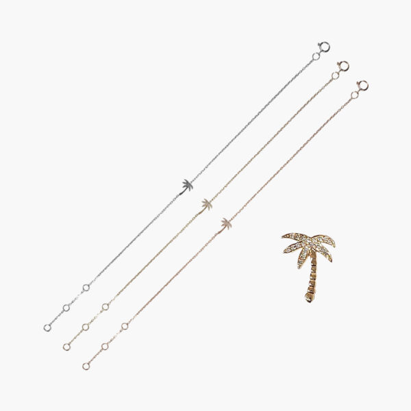 18K Gold Chain Coconut Tree Diamond Pendant Bracelet