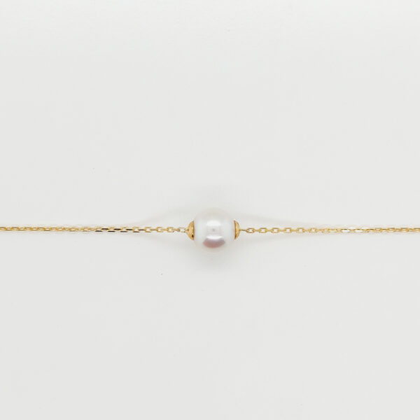 18K Gold Chain Freshwater Pearl Pendant Bracelet - Image 3