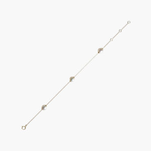 18K Gold Chain with Triple Freshwater Pearl Pendant Bracelet