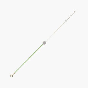 Round Diamond Pendant Half Nylon and 18K Gold Chain Bracelet