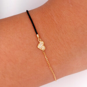 18K Gold Chain/Nylon Heart Diamond Bracelet