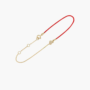 18K Gold Chain/Nylon Heart Diamond Bracelet