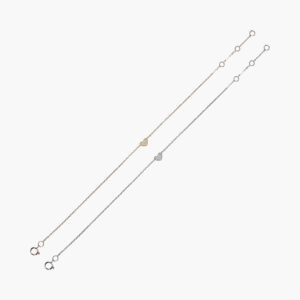18K Gold Chain Heart Diamond Pendant Bracelet