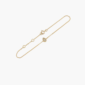 18K Gold Chain Pear Diamond Pendant Bracelet