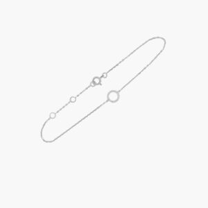 18K Gold Chain Round Diamond Pendant Bracelet