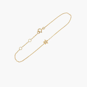 18K Gold Chain Star Diamond Pendant Bracelet