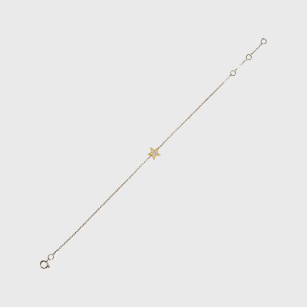 18K Gold Chain Star Diamond Pendant Bracelet - Image 3