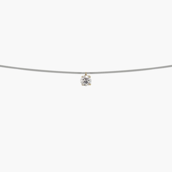 18K Gold Prong Single Cubic Zirconia Pendant Nylon Necklace