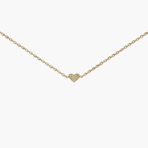Heart Diamond Pendant 18K Gold Chain Necklace