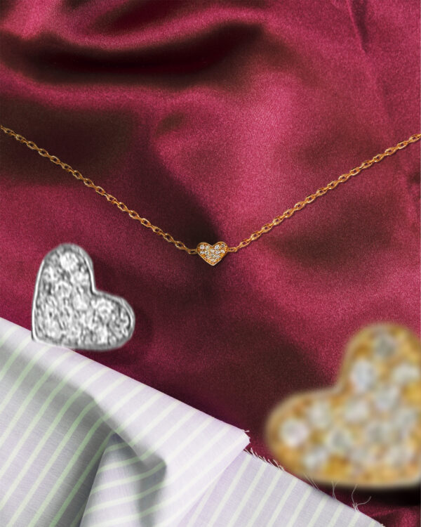 Heart Diamond Pendant 18K Gold Chain Necklace - Image 2