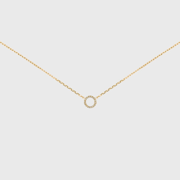 Round Diamond Pendant 18K Gold Chain Necklace