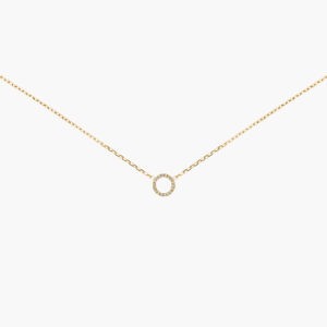 Round Diamond Pendant 18K Gold Chain Necklace