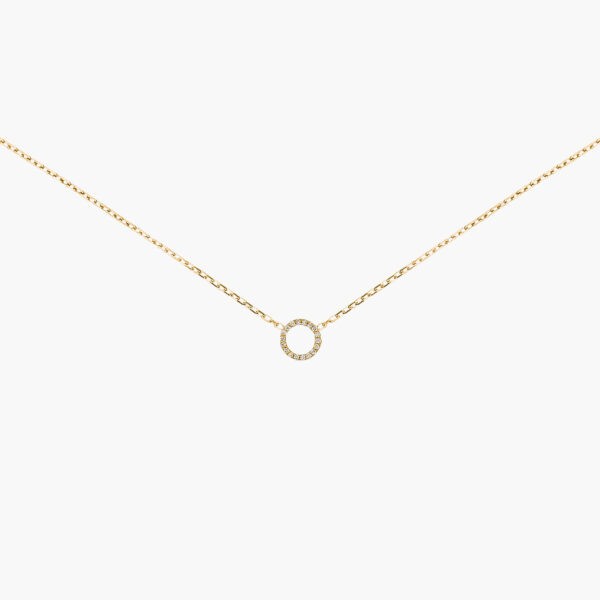 Round Diamond Pendant 18K Gold Chain Necklace