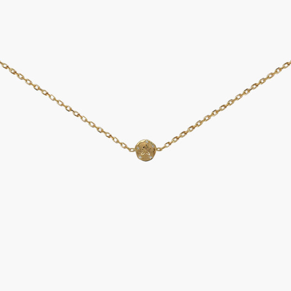 18K Gold Chain Sand Dollar Necklace with Diamonds