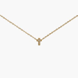 Cross Diamond Pendant 18K Gold Chain Necklace