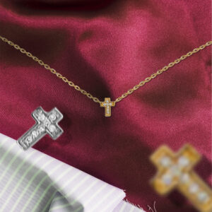 Cross Diamond Pendant 18K Gold Chain Necklace