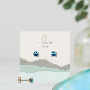 18K Gold Topaz Head Stud Earrings | Semi Precious Stone