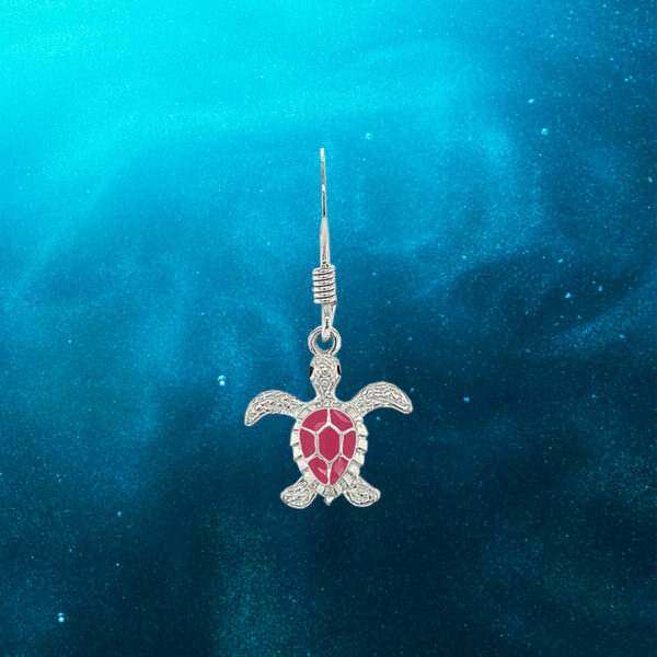 Sea Turtle Sterling Silver Wire Hook Earrings - Image 2